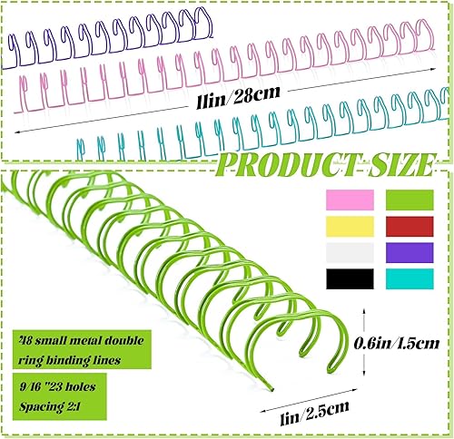 Miniatura 2 de Vmiapxo 48 cables de metal pequeños de doble bucle, 8 colores, espinas de unión, espirales, bobinas de anillo, alambre de encuadernación de libro,