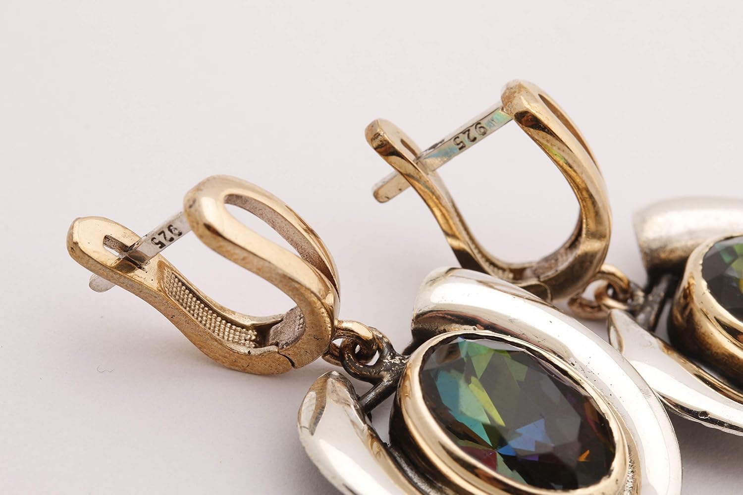 Turkish Handmade Jewelry Huge Oval Shape Alexandrite 925 Sterling Silver Dangle/Drop Earrings