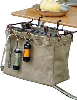 Gruwkue Borsa portaoggetti da appendere al comodino, borsa da campeggio, borsa da scrivania con scomparto a scomparsa, supporto in PP, adatta per campeggio, picnic, viaggi, casa