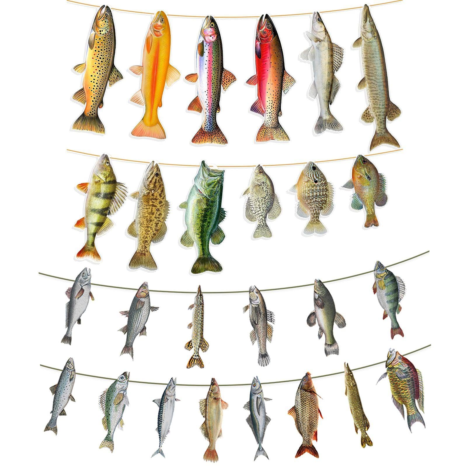 UBSIUH 2 Sets Of Fishing Theme Flags, Party Atmosphere Creation Accessories, Birthday Scene Decoration Props, Wall Background Dress Up Accessories.
