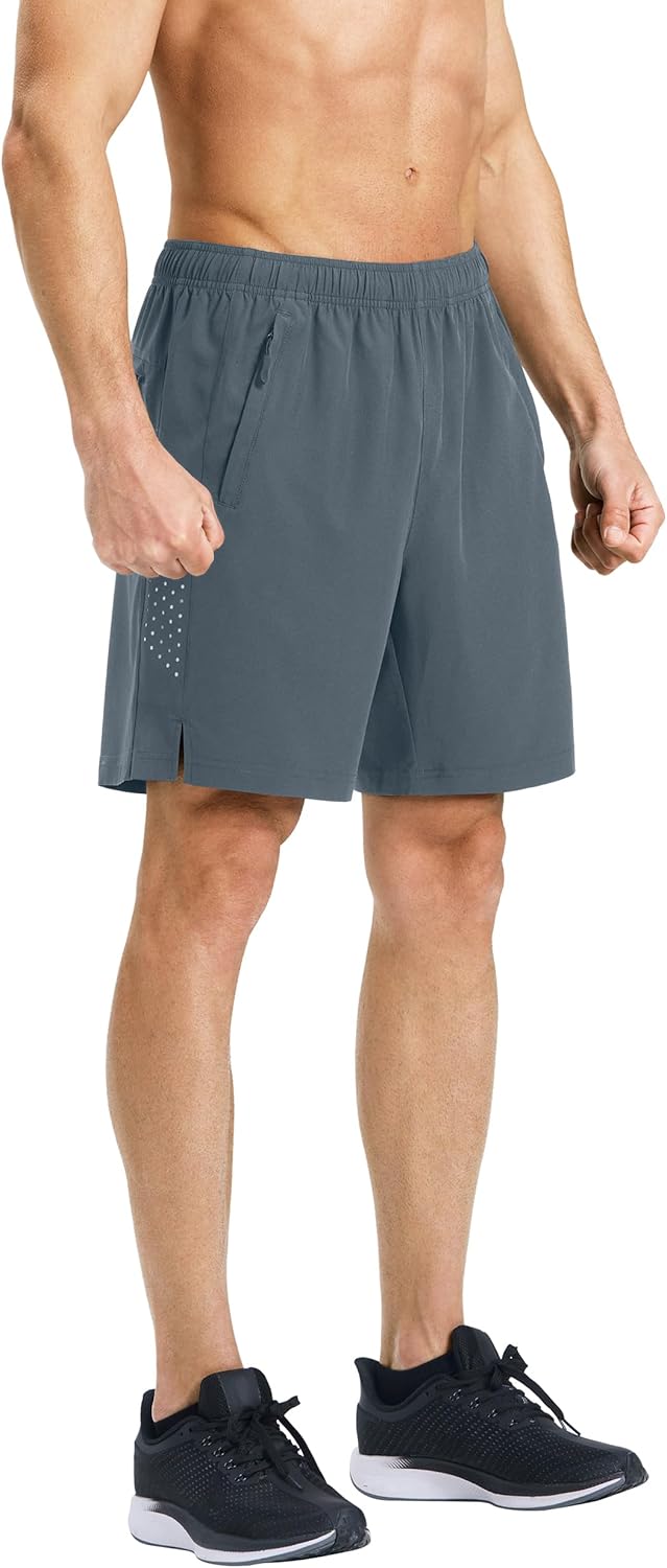 Men’s Running Athletic Shorts 7 Inch Quick Dry Lightweight Workout Gym Tennis Shorts 3 Zipper Pockets - Image 6
