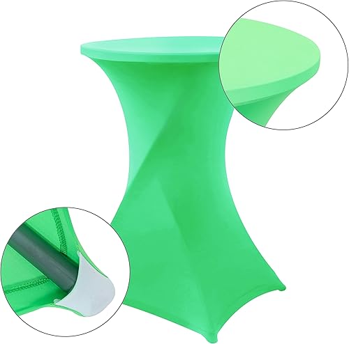 Miniatura 4 de Obstal Fundas de mesa de cóctel verde hierba, mantel elástico de elastano para mesa de cóctel para bodas