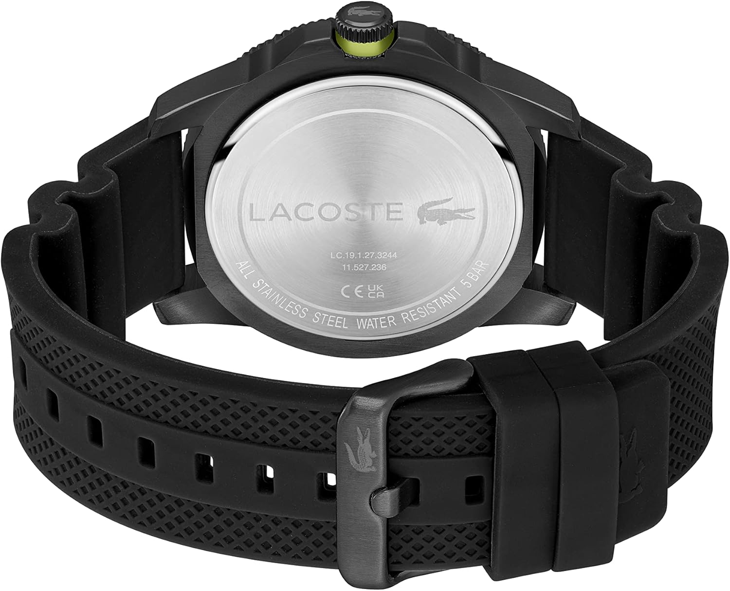 Miniatura 3 de Lacoste Regatta - Reloj de cuarzo de acero inoxidable y correa de silicona para hombre, color negro (modelo 2011203), Negro -
