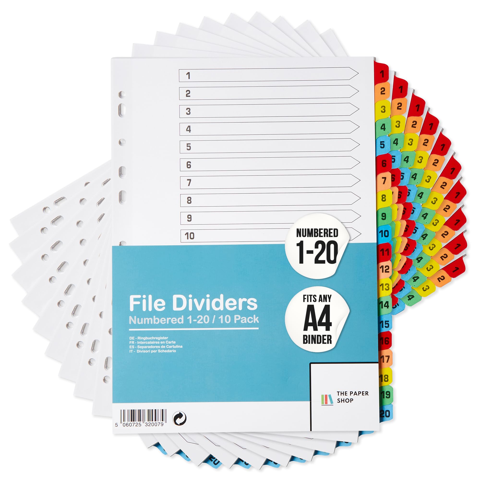 20 Divisori Per Raccoglitori A4 - Plasticati Colorati, Con Tasche, Per Scuola, Ufficio, Casa - Foto 4