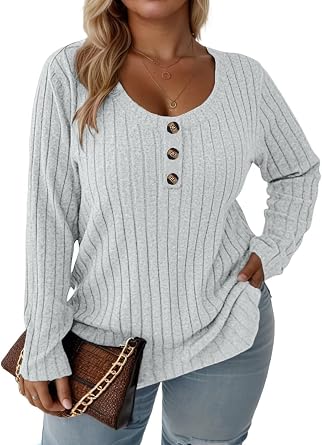 DOLNINE Plus Size Sweatshirts for Women Fashion Long Sleeve Tops Pullover Fall Winter Casual Loose Shirts