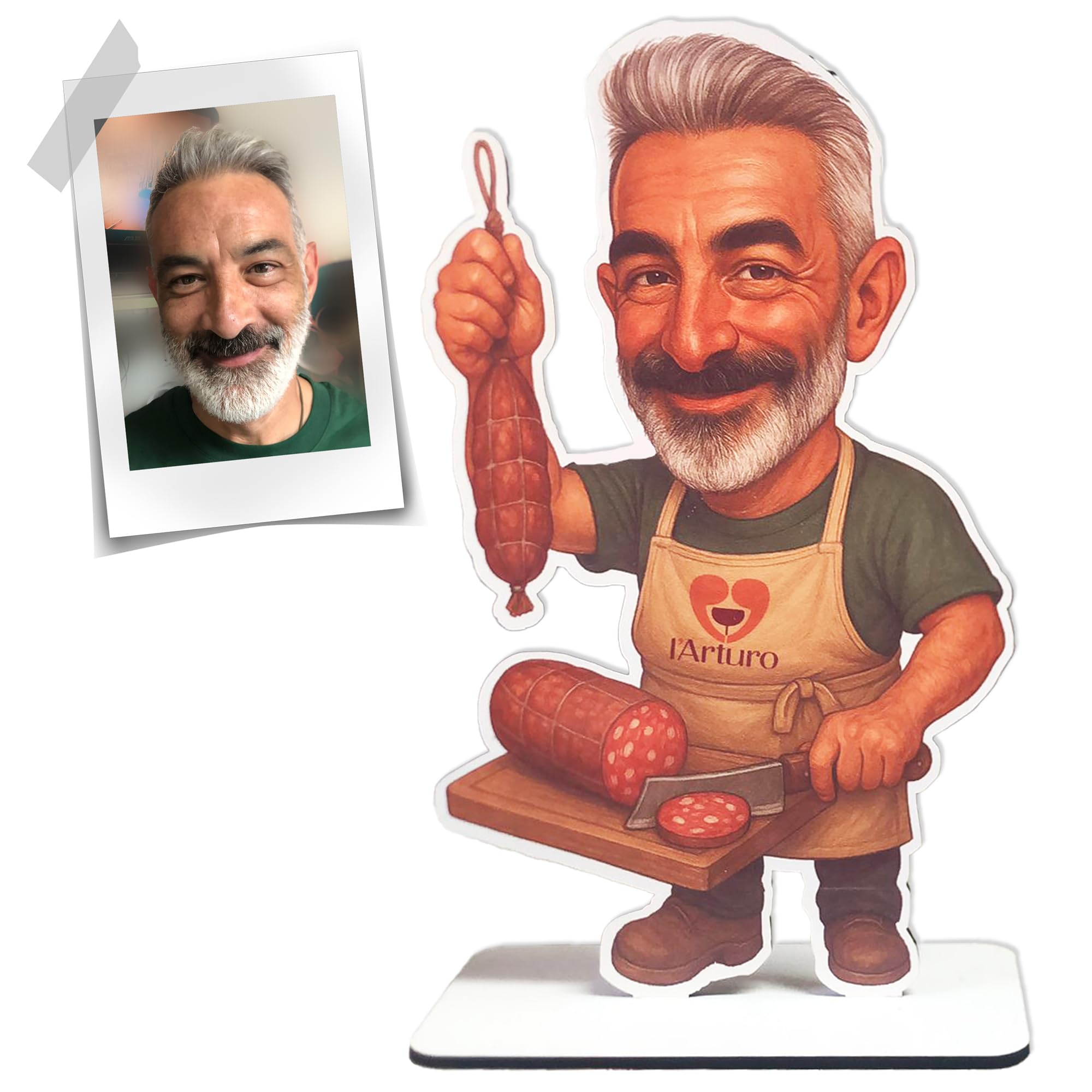 Caricatura Personalizzata da Foto – Stampa su MDF altezza 30 cm – Regalo Originale per Uomo Donna – Personalizzabile con Mestiere, Accessori e Dettagli Unici - statuina personalizzata