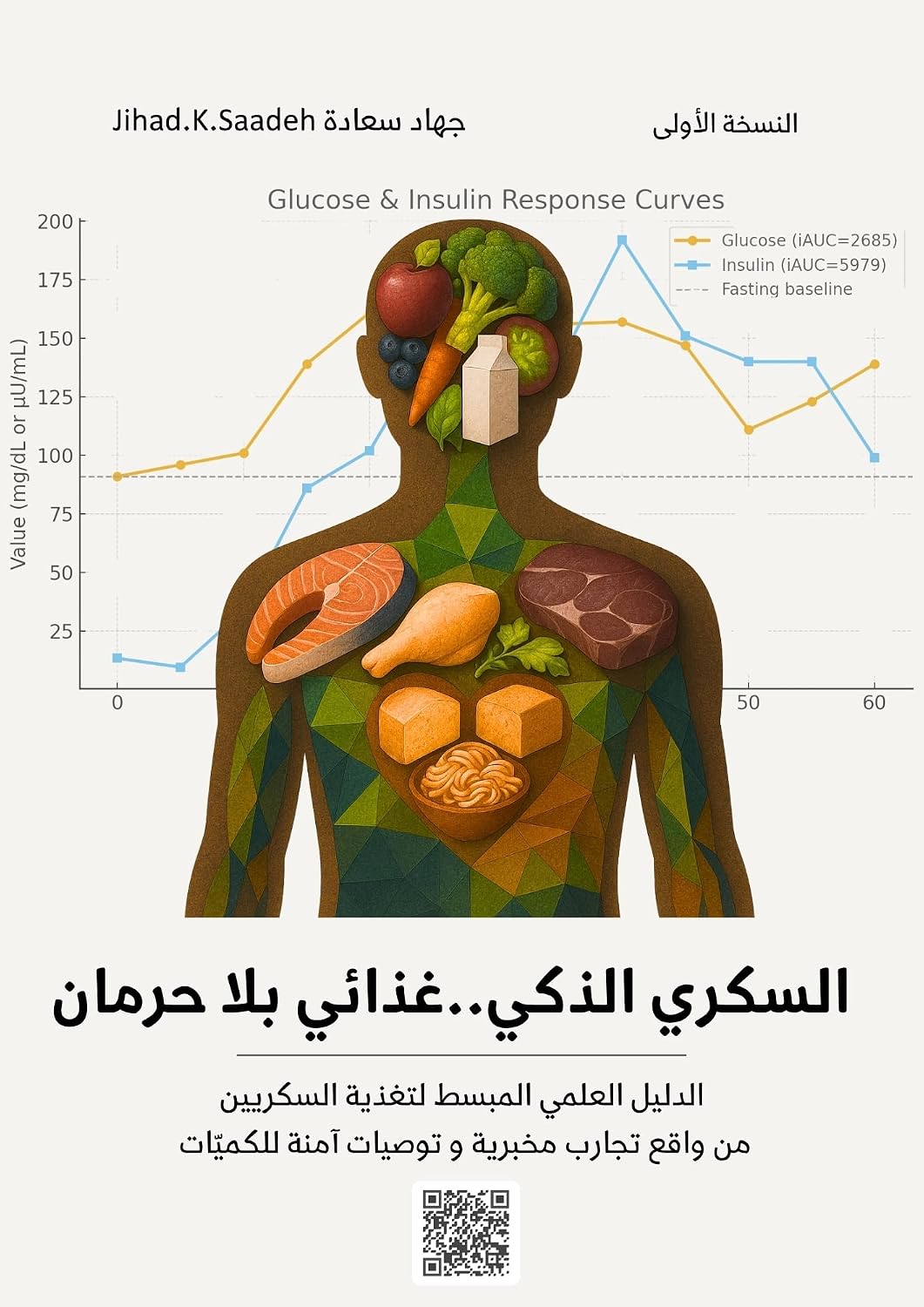 ‫السكري الذكي | غذائي بلا حرمان (النسخة العربية) : الدليل العلمي المبسط لتغذية السكريين من واقع تجارب مخبرية و توصيات آمنة للكميّات‬
