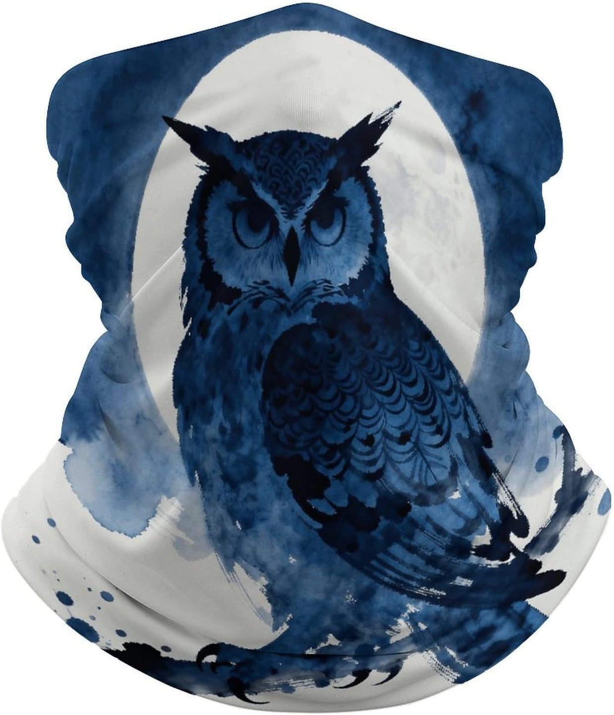 Blue - Moonstruck Owl Bandana Soft Neck Breathable Headband Uv Protection Neck Gaiter Reversible Scarf Gaiter Double-Sided Head Scarf Multipurpose Headwear For Outdoor Running Hiking