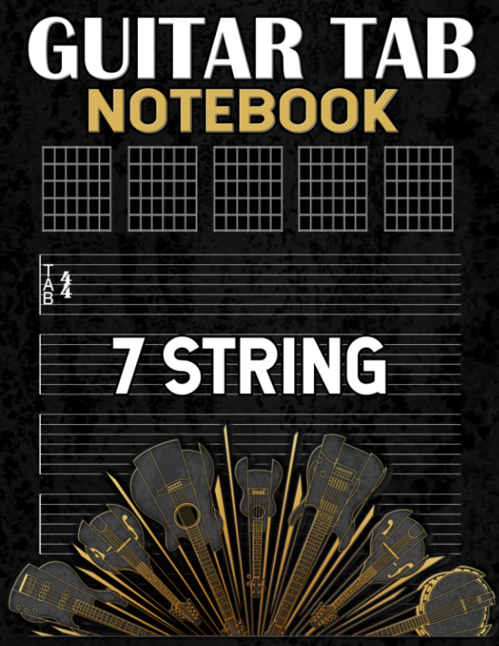 Guitar Tab Notebook: 7 String Guitarist Tablature & Blank Chord Boxes