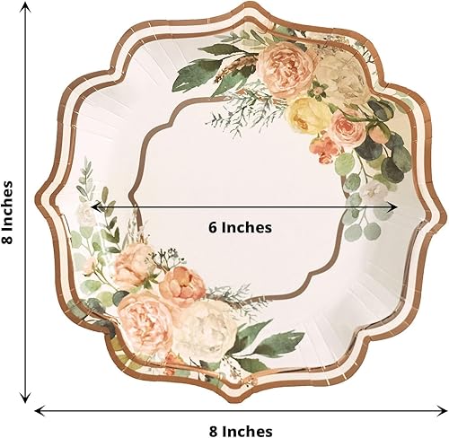 Miniatura 3 de Efavormart - Paquete de 25 platos de papel desechables de 8 pulgadas con borde festoneado para postres y aperitivos, platos desechables para