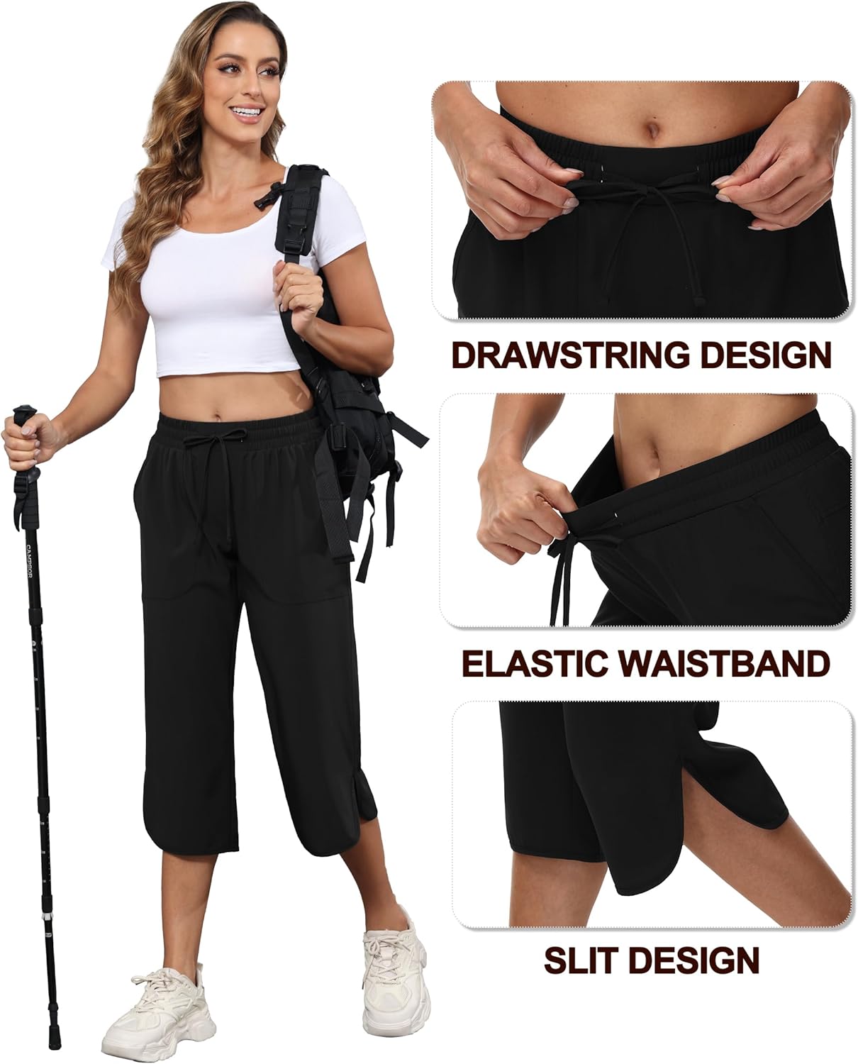 YuKaiChen Women's Capris Wide Leg Lightweight Quick Dry Pants Hiking Outdoor Athletic - Image 4