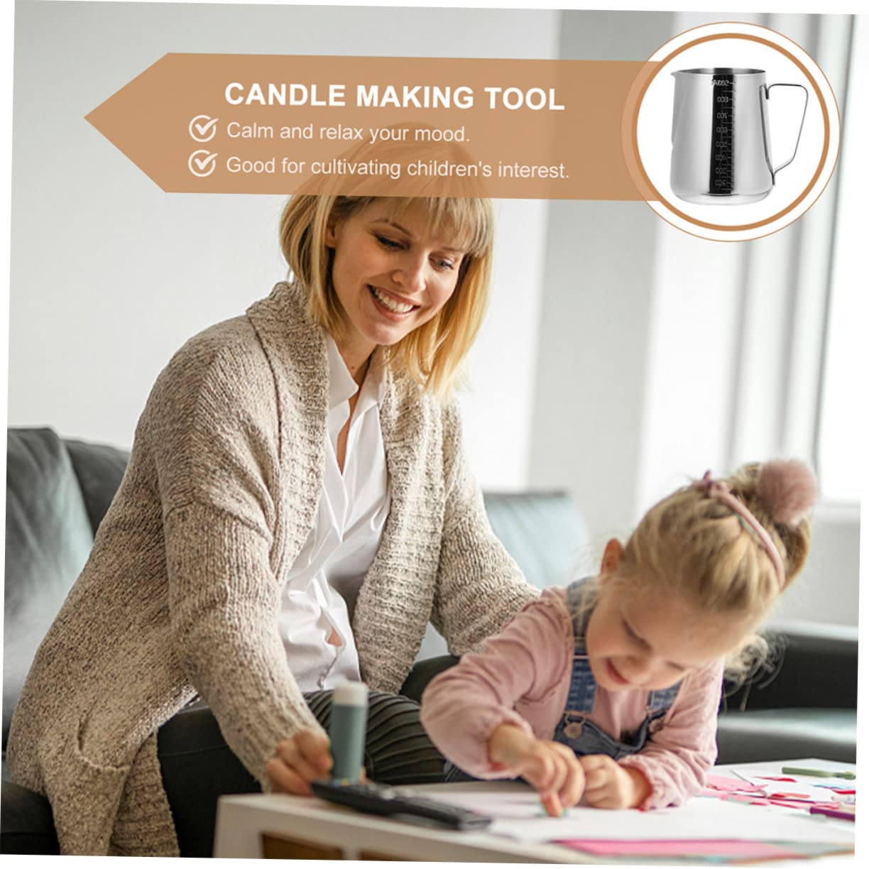 Operitacx Kit per Creare Candele Fai da Te, Tazza per Sciogliere Cera in Acciaio Inox, per Laboratori e Feste, Facile da Usare