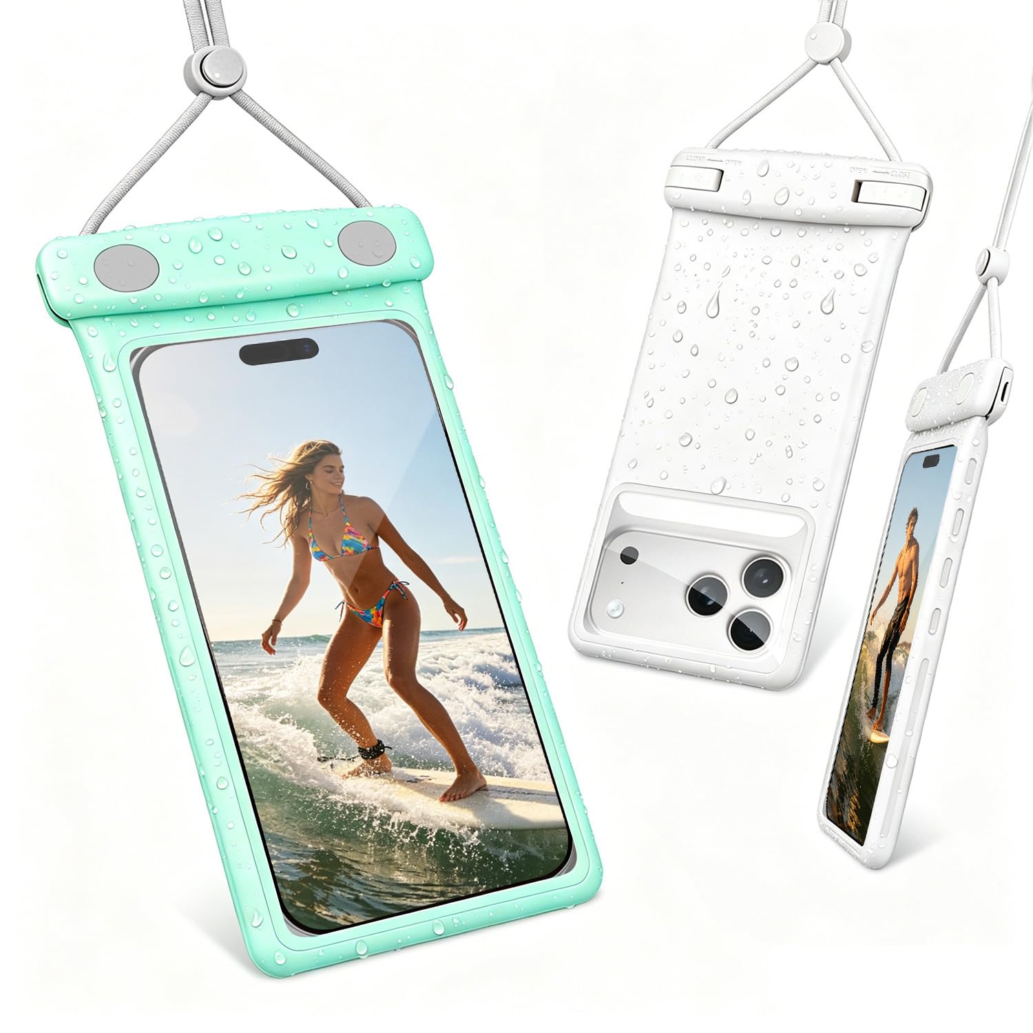 wellhouse Waterproof Phone Pouch, Waterproof Phone Case for iPhone 17 16 15 14 13 Pro Max XS Samsung, IPX8 3D Cellphone Dry Bag Beach Essentials (2