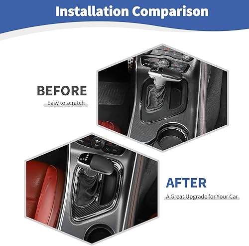 Miniatura 2 de RT-TCZ Para Challenger Panel de Cambio de Cambios de Fibra de Carbono Cubierta para Dodge Challenger 2015 up Fibra de Carbono Accesorios Interior