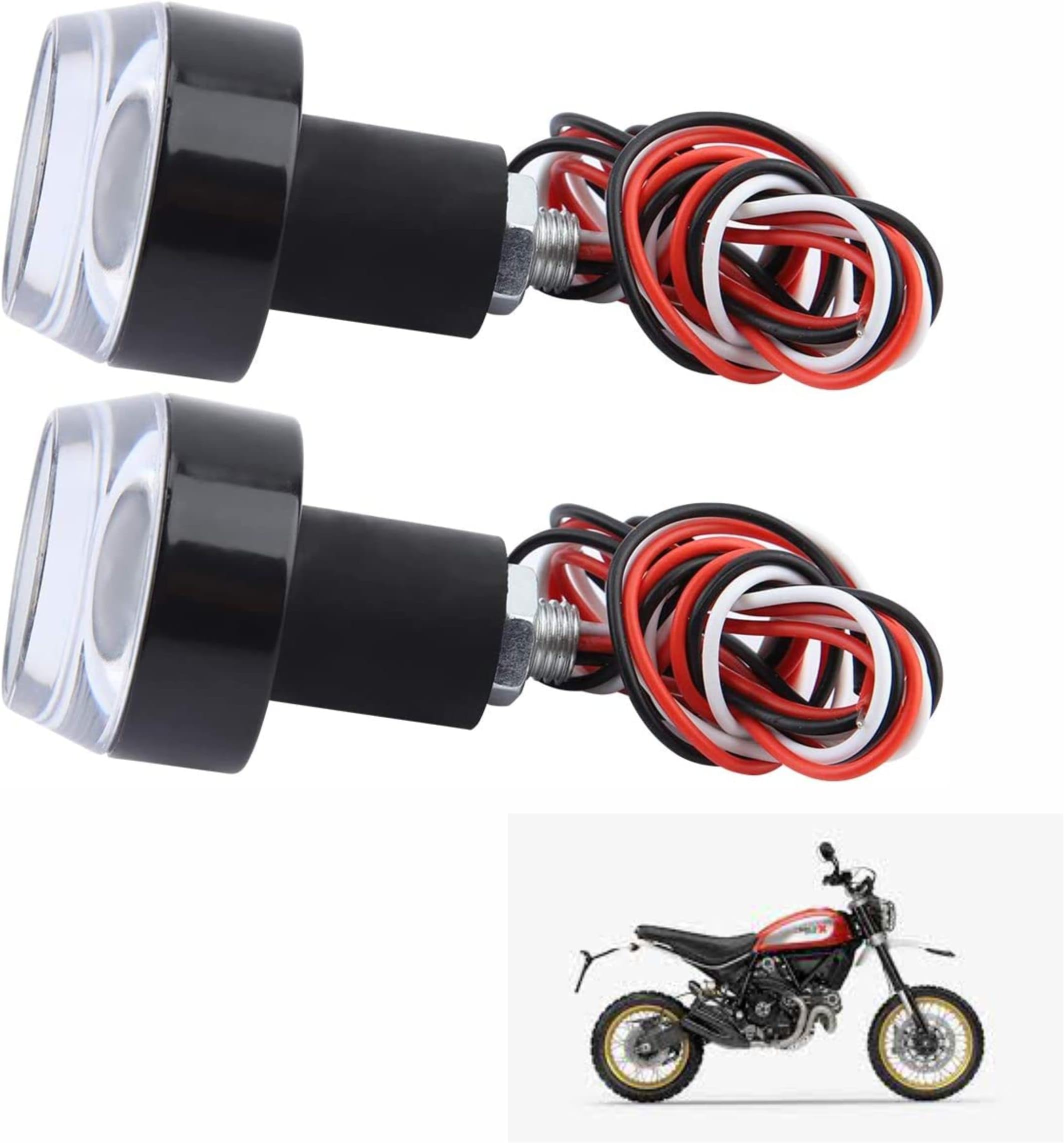 Asryd Turn Signal Light “7/8” 22mm handle Grip Bar running LED Light Handle Bar (Blue + White) Dual Light Blinking Waterproof For Ducati Scrambler Desert Sled (Pack of 2)