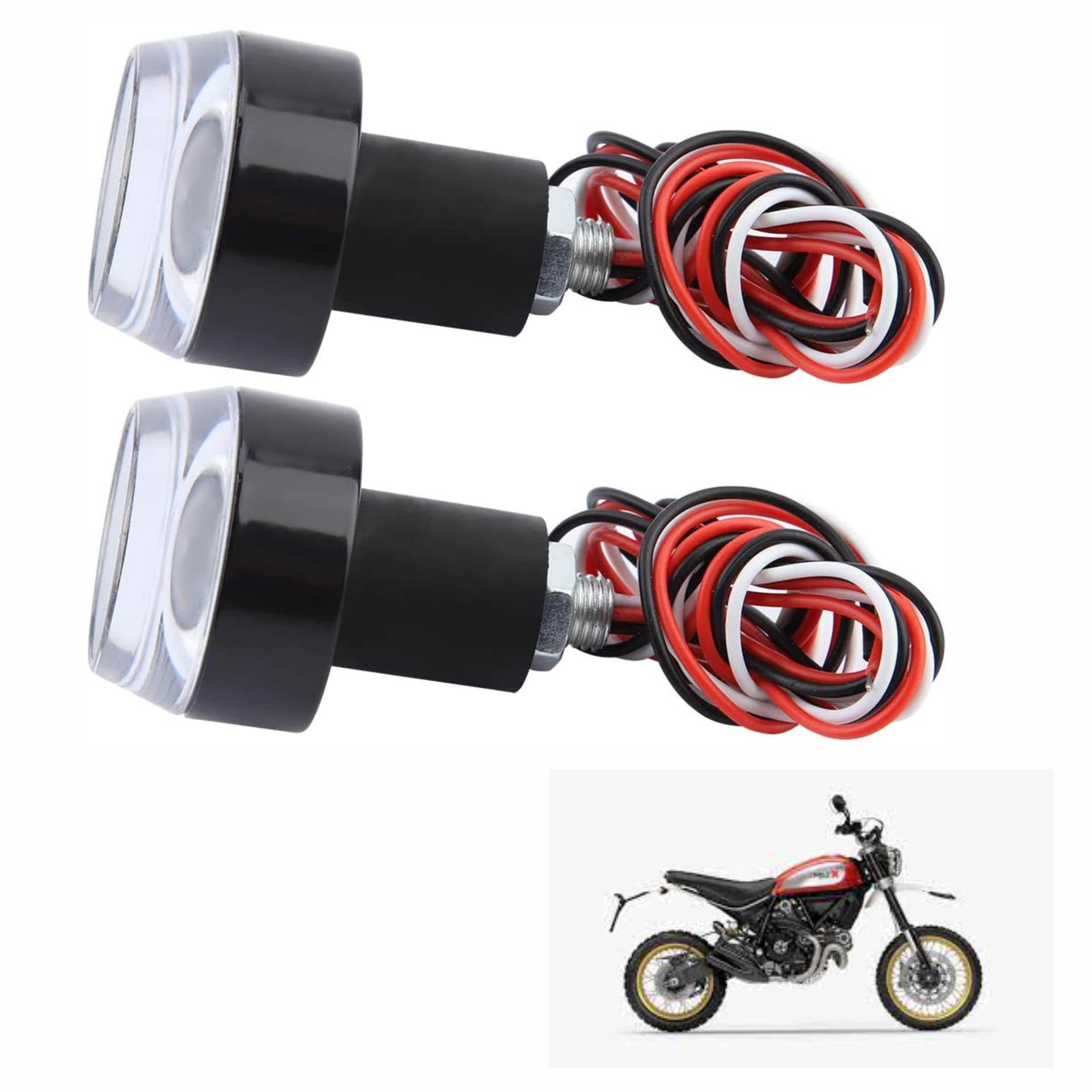 Asryd Turn Signal Light “7/8” 22mm handle Grip Bar running LED Light Handle Bar (Blue + White) Dual Light Blinking Waterproof For Ducati Scrambler Desert Sled (Pack of 2)