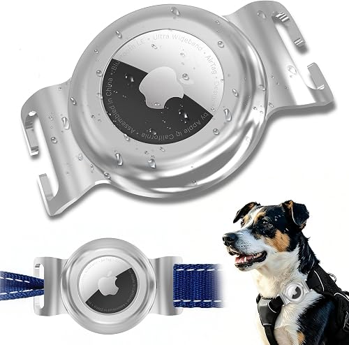 SANKALA Medium Chew-Proof Stainless Steel Airtag Dog Collar Holder