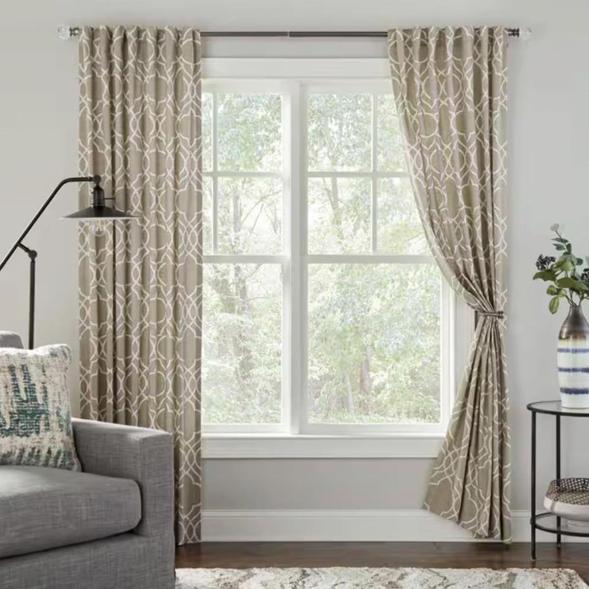 Faceted Gunmetal Acrylic Crystal Sphere Curtain Rod Finial pairs with the HDC 1 in. rod (Set of 2) (Crystal Sphere Curtain)