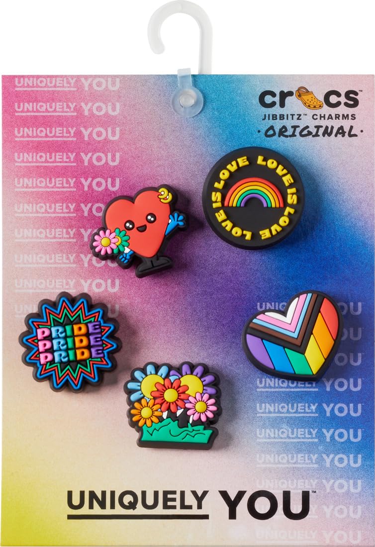 Crocs is Love 5 Pack, Breloques de Chaussure Unisexe, Multicolor, Taille Unique