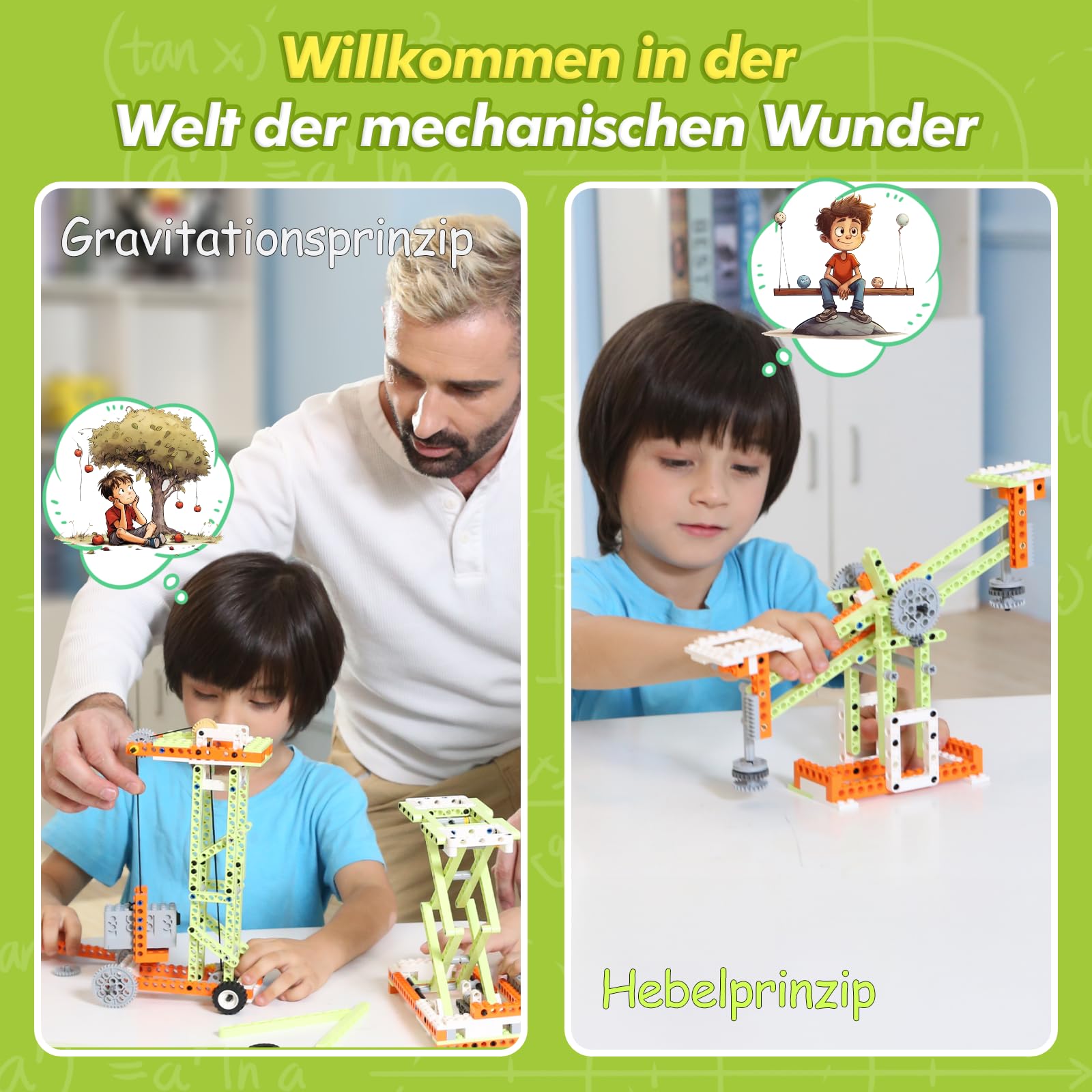 Apitor Robot E: Mint-Baukasten für Kinder ab 8 Jahren,14-in-1 DIY-Roboter, Mechanik Faszinierend Erklärt, Lernspielzeug für physikalisches Wissen für Jungen Mädchen (218 Teile)