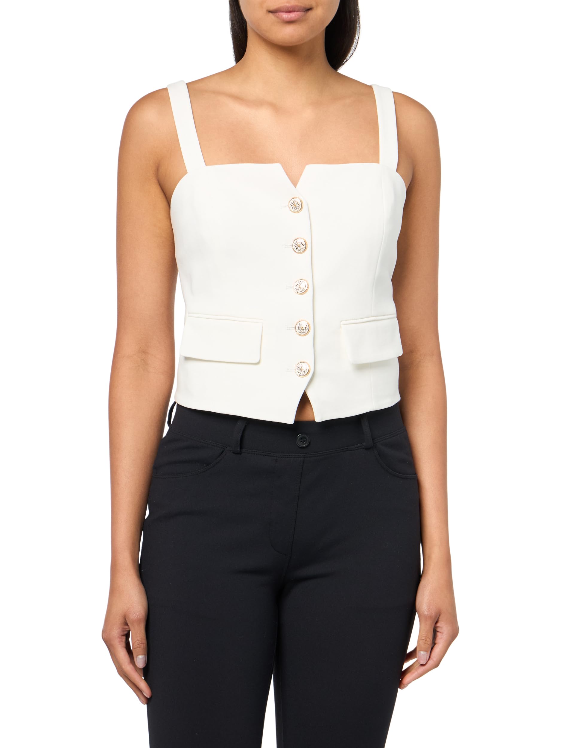 Anne Klein Womens Double Weave Vest with Straps