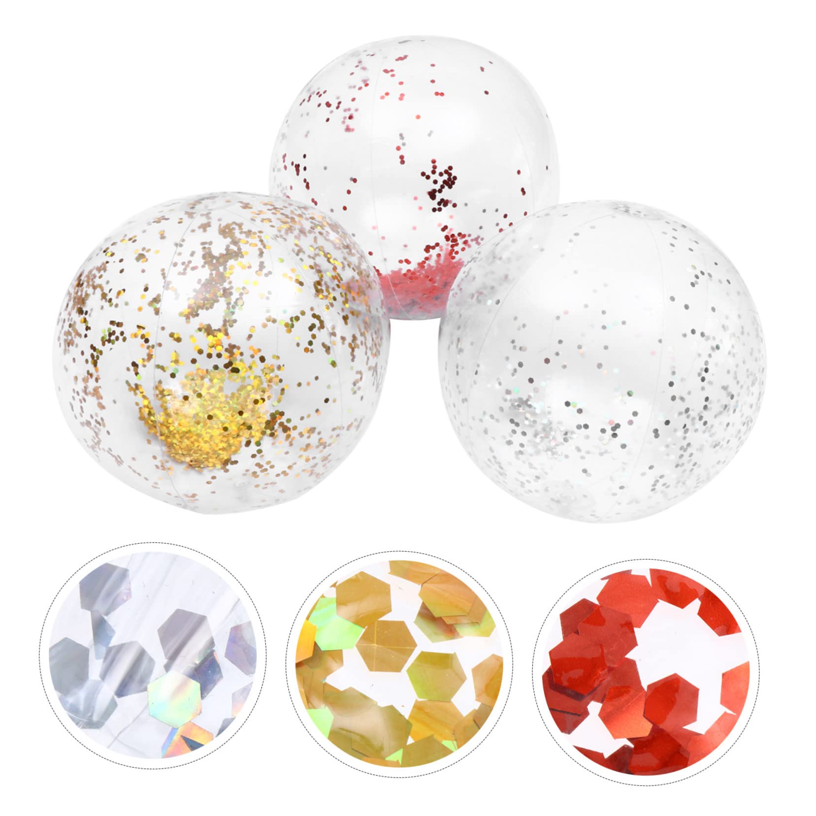 VICASKY 9piezas Balones De Playa Inflables Lentejuelas Juguetes De De PVC De Coloridas y Transparentes