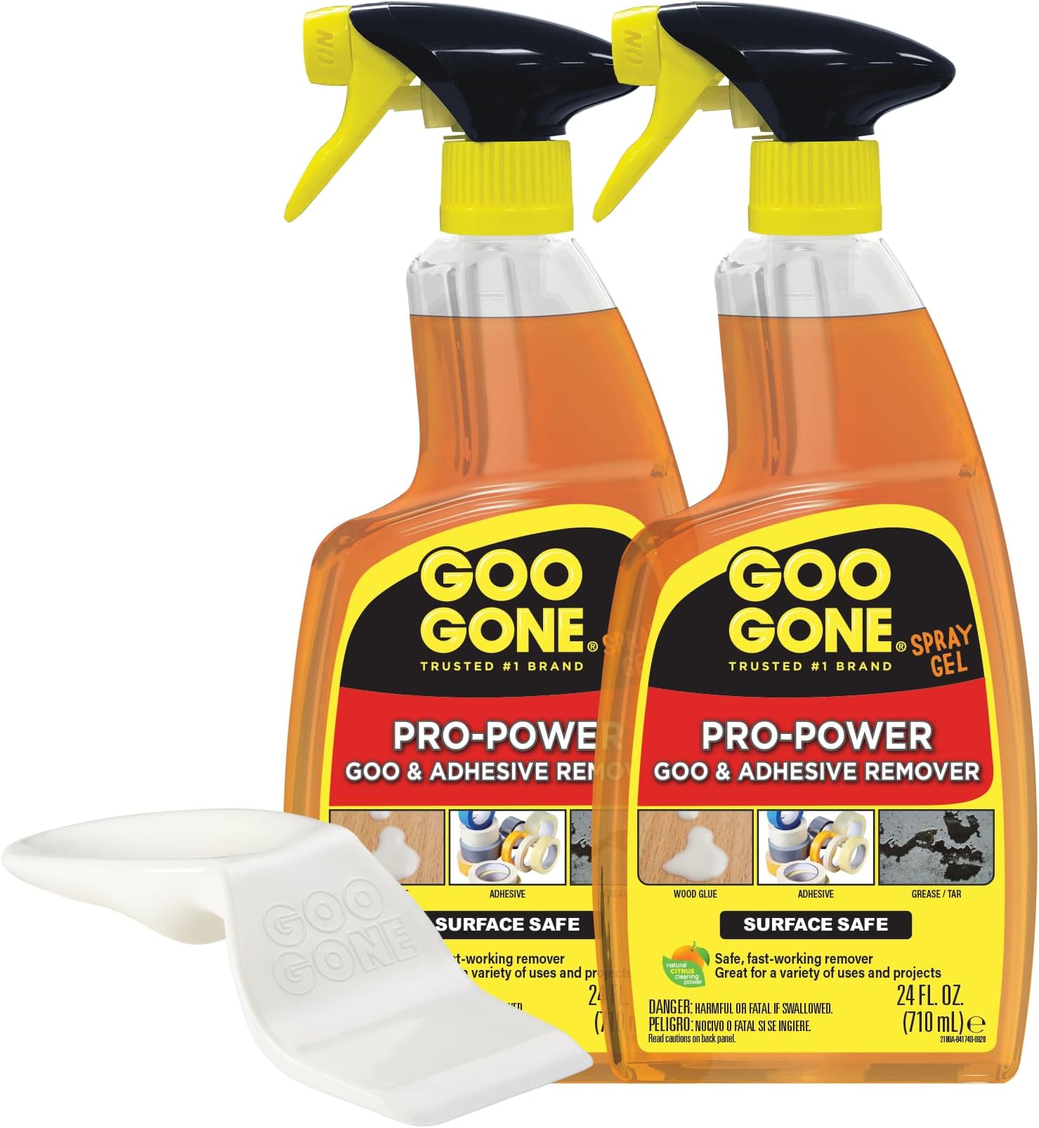 Pro-Power Spray Gel Adhesive Remover - Surface Safe, Great Cleaner, No Harsh Odors, Removes Stickers, Can Be Used On Tools, 24 Ounce, 2 Pack with Scraper Tool