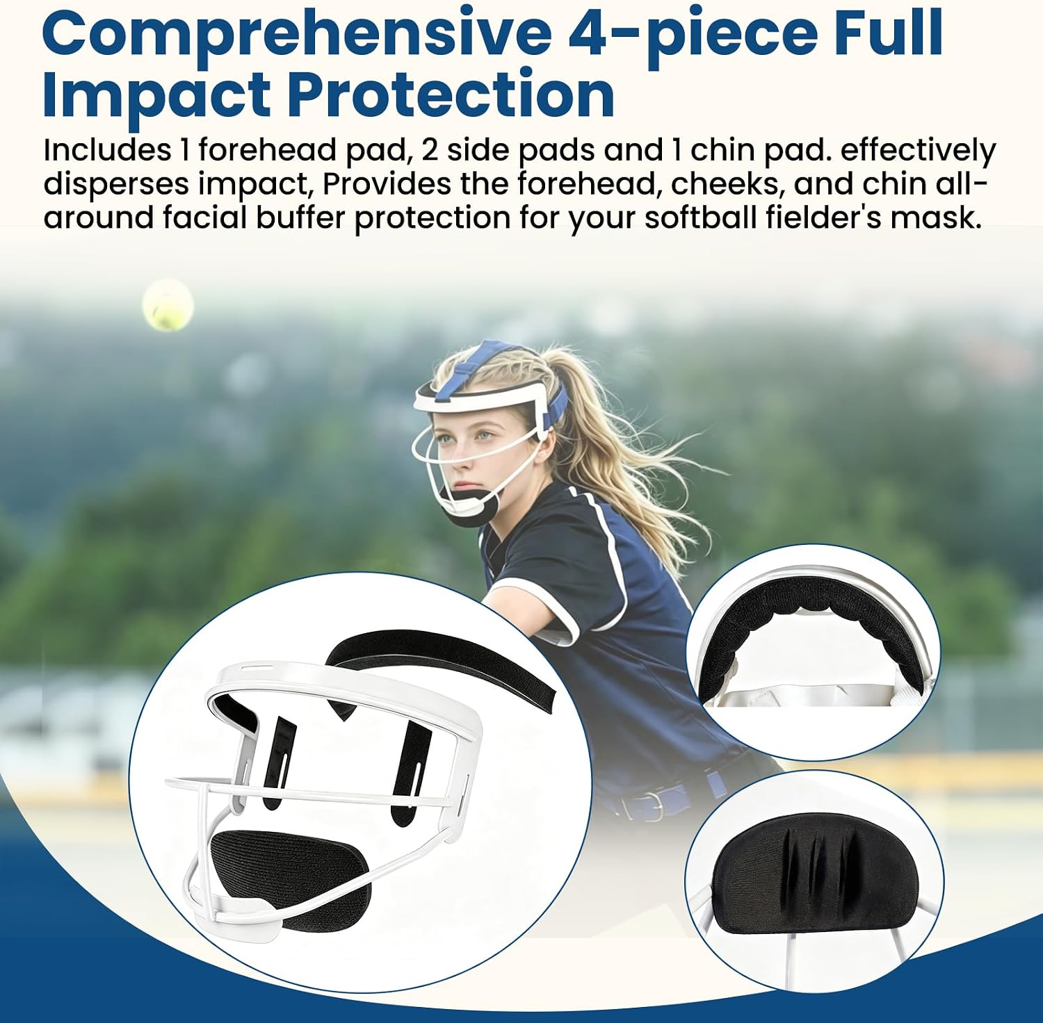 4PCS Softball Face Mask Padding Kit for Rip It Youth & Adult Fielders Mask