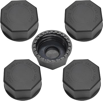 Gas Can Caps-Superior Replacement Lid for Midwest Gas Cans | Gas Cap Replacement for 5+ Gallon Plastic and Metal Gas Cans, Solid Storage Cover for Thick Thread Gas TanksPack of 5 Black