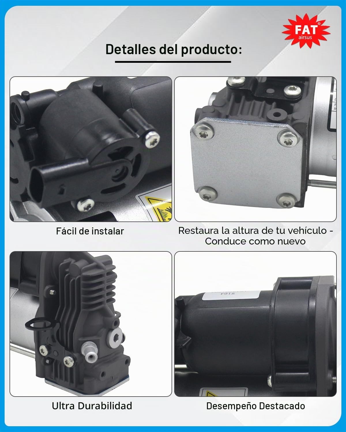 Bomba de compresor de suspensión de aire para Mercedes Benz W164 X164 GL350 GL450 GL550 ML350 ML450 ML500 ML550 ML63AMG 2006-2012 1643201204 A1643200504