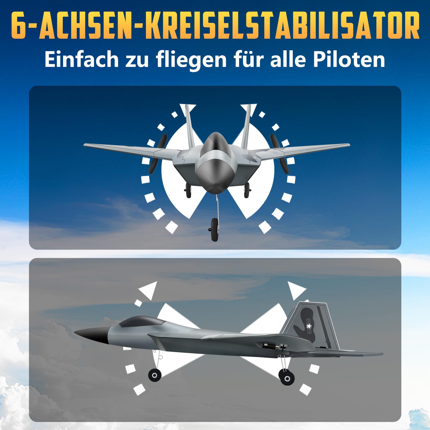 HAWK'S WORK 2 Kanal Ferngesteuertes Flugzeug F-22, Bereit zum Fliegen, 2,4 GHz RC Flugzeug Leicht zu Fliegen für Kinder & Anfänger