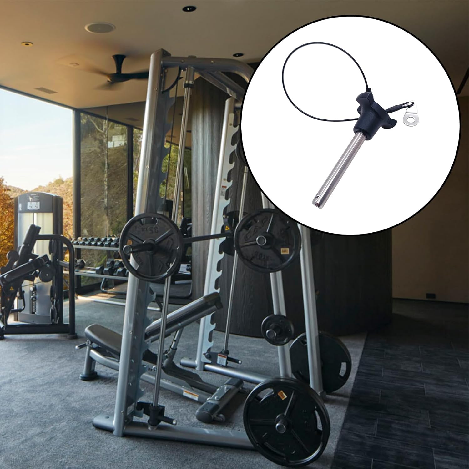 2Pcs Triangular Cap Ball Locking Pins with Button Handle, 304 Stainless Steel Push-Button Quick Release Pin with 24.5cm Push Button Lanyard Cable (8mm Diameter, 20mm Usable Length)