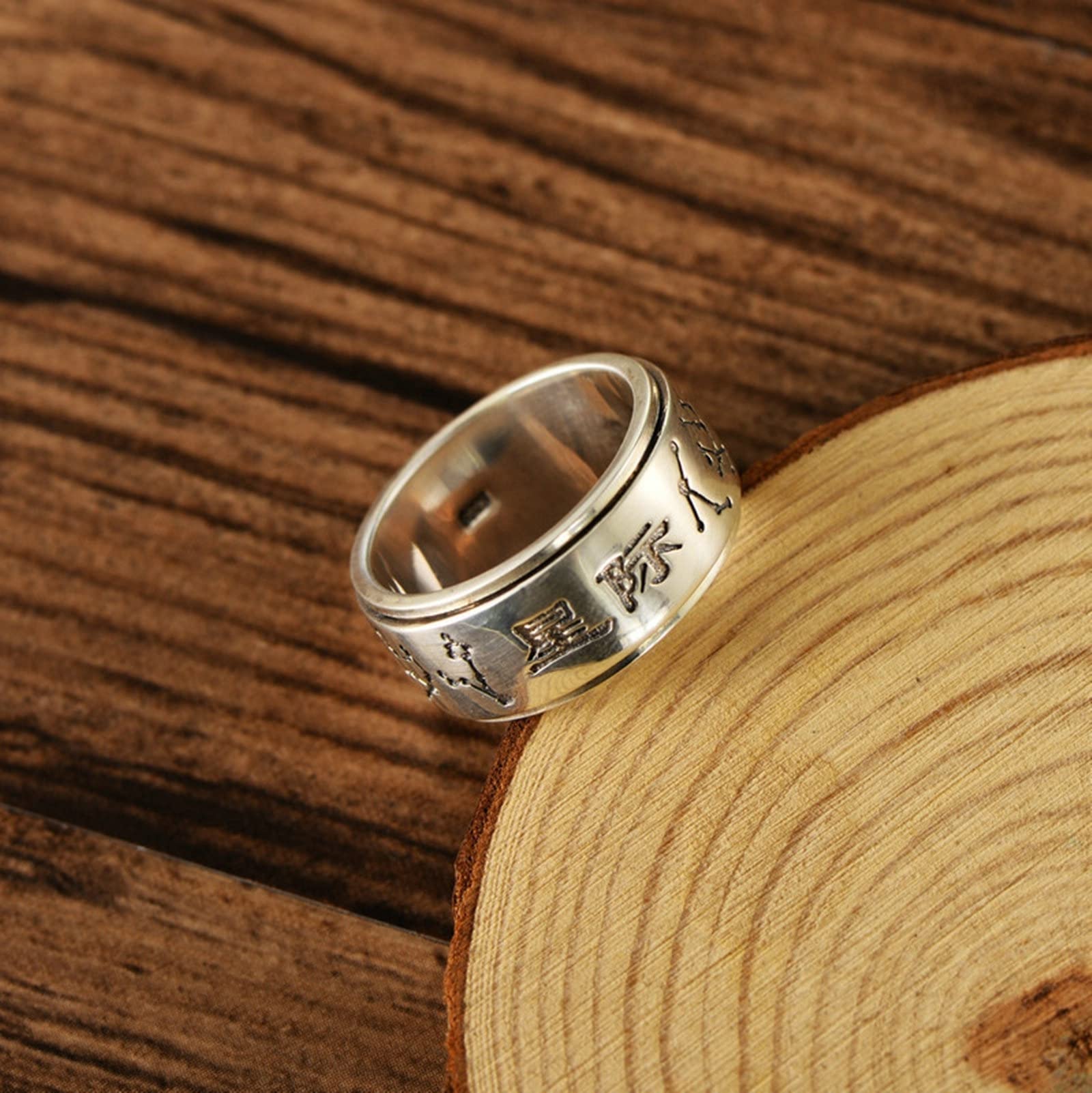 Bagues pour Homme, Bague Alliance Homme Argent Anneau de Transit Étoilé Bijoux Simple pour Homme