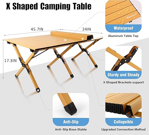 Miniatura 3 de Mesa plegable de campamento, mesa ligera enrollable de aluminio, mesa de picnic baja portátil con bolsa de fácil transporte para exteriores, playa,