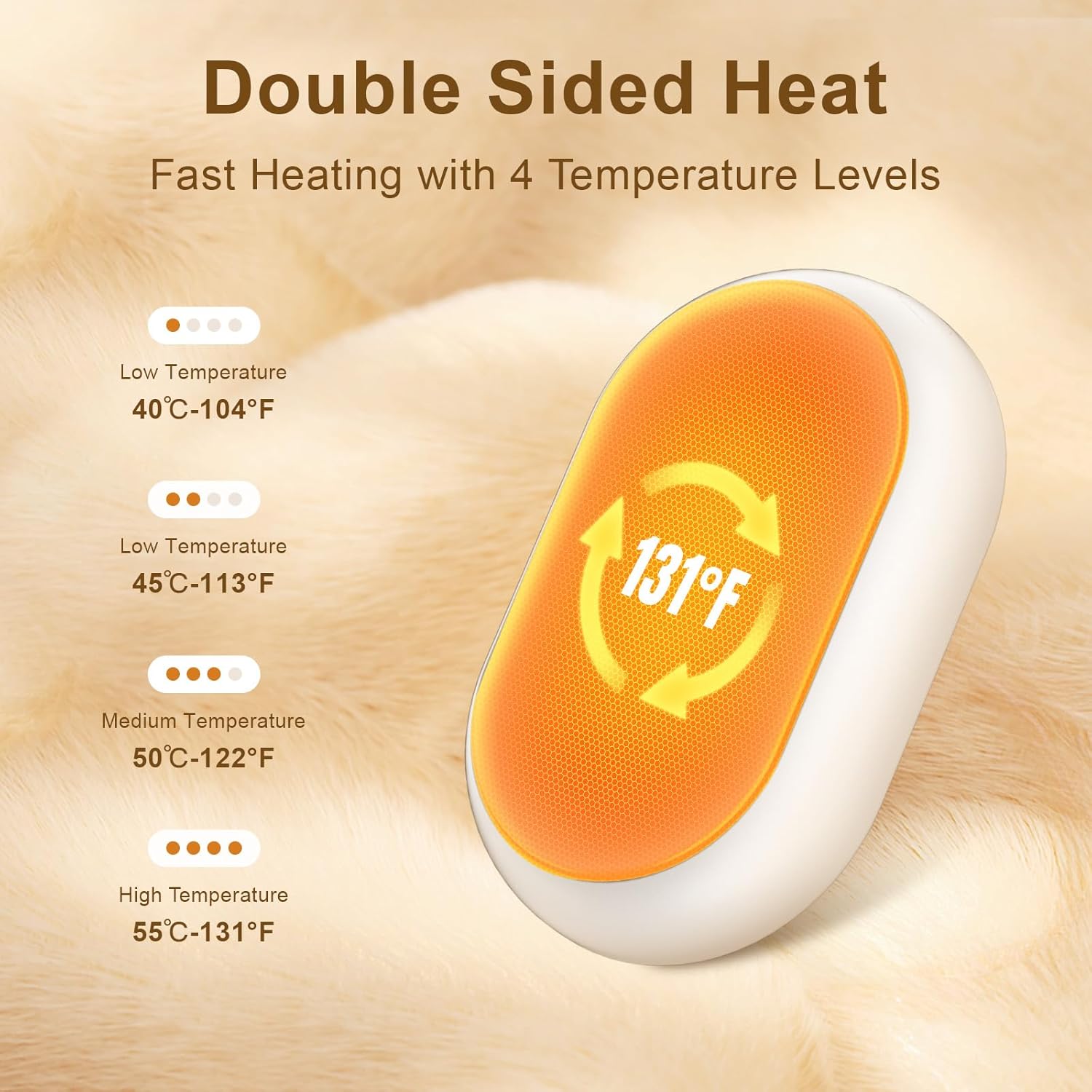 Hand warmers being held for size comparison