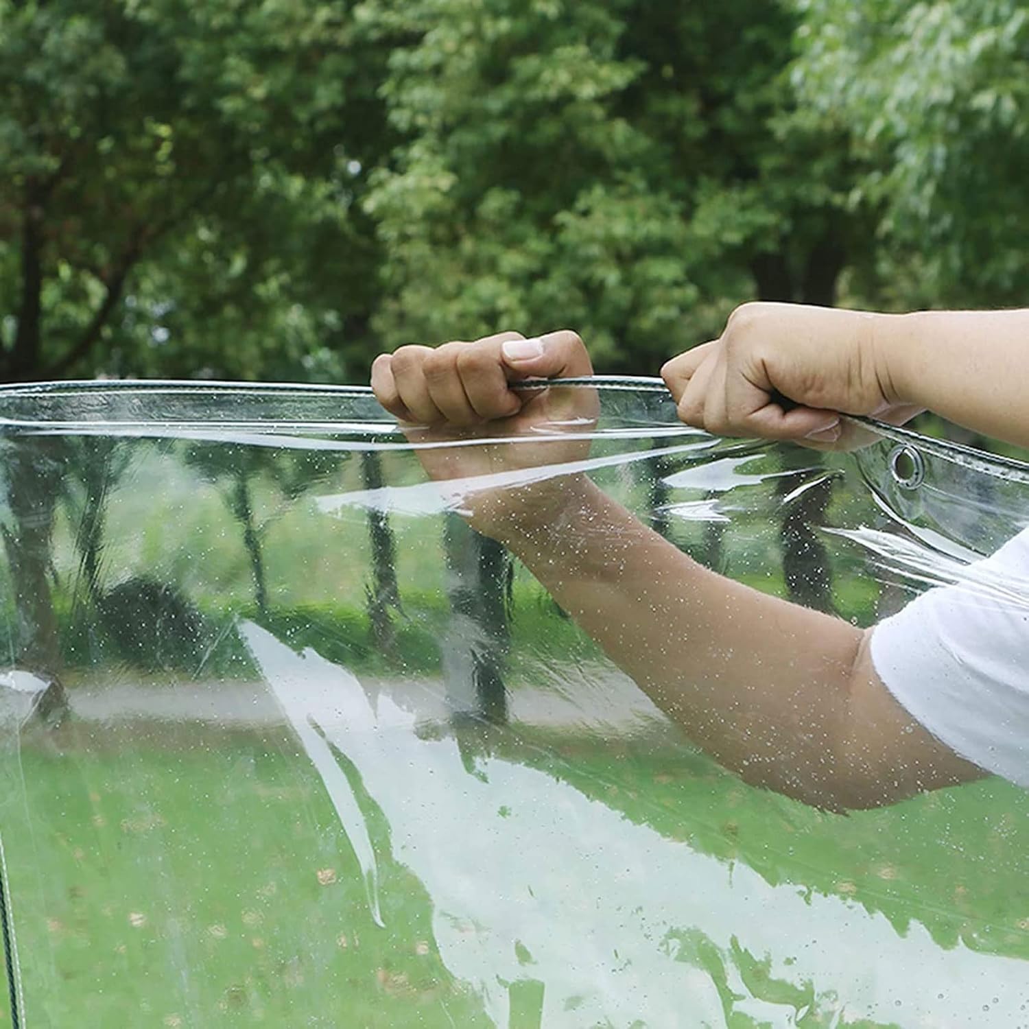 Clear Cover Tarp, Tarpaulin Transparent Waterproof PVC Plastic Tarp with Eyelets,Thicken Clear Soft Glass Balcony Rain Curtain,Insulation Garden,Camping,Outdoor,Greenhouse Plant Cover