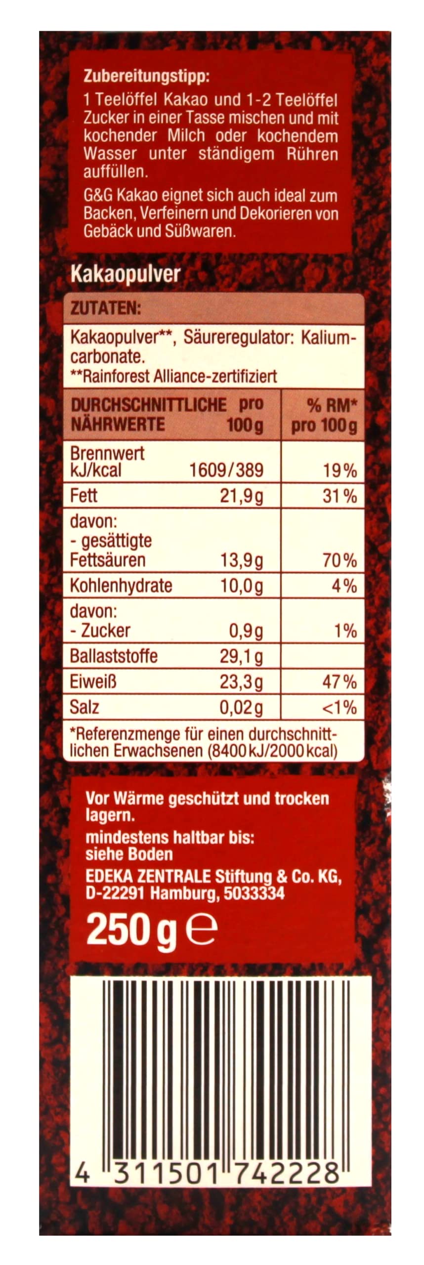 Gut & Günstig Back Kakao, 14er Pack (14 x 250g)
