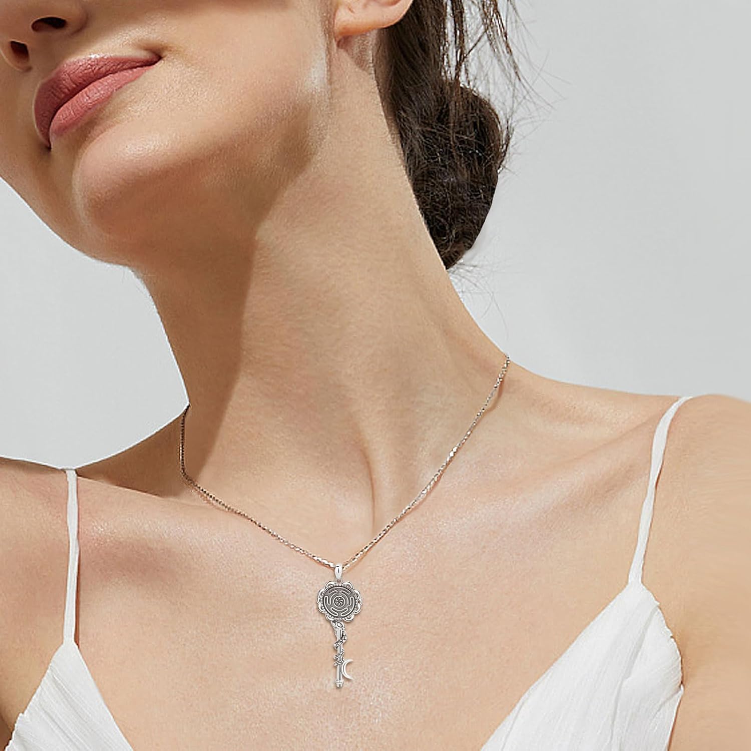 925 Sterling Silver Hecate Hekate Triple Moon Goddess Persephone Goddess Necklace Pendant for Women Men, Greek Spiritual Pagan Wiccan Necklaces Protection Amulet Mystical Witchy Jewelry Gifts - Image 3