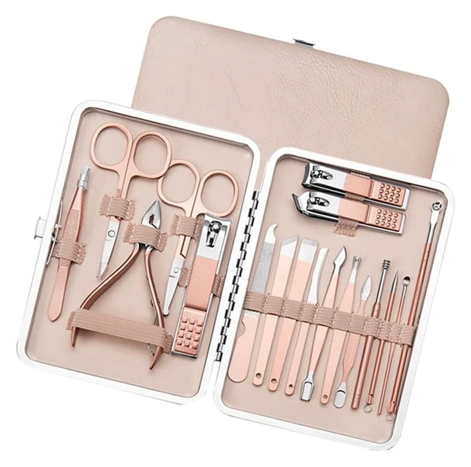 Kit de manucure, Coupe-Ongles Professionnel, Coupe-Ongles en Acier Inoxydable, Ciseaux et Coupe-Ongles (Rouge Clair)