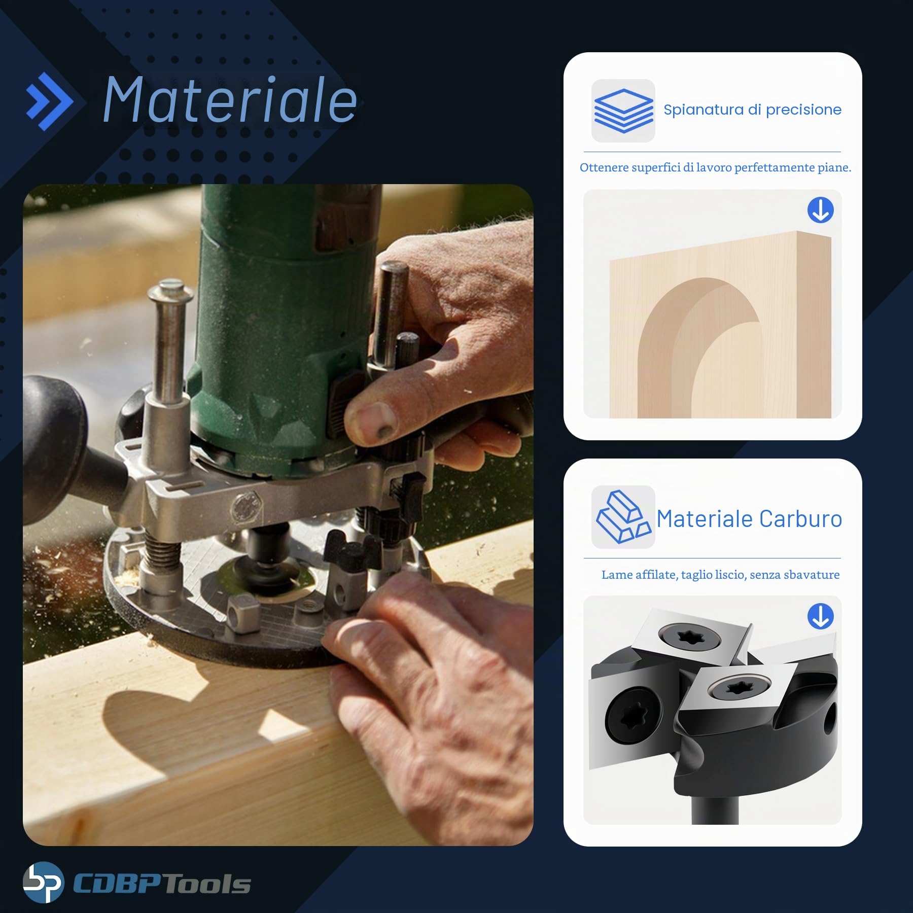 Fresa per Spianare legno Diametro 31,75 mm, Gambo 6,35 mm con 4 Inserti intercambiabili in metallo duro 12 mm per livellare, bordi e scanalature – per CNC e fresatrice verticale
