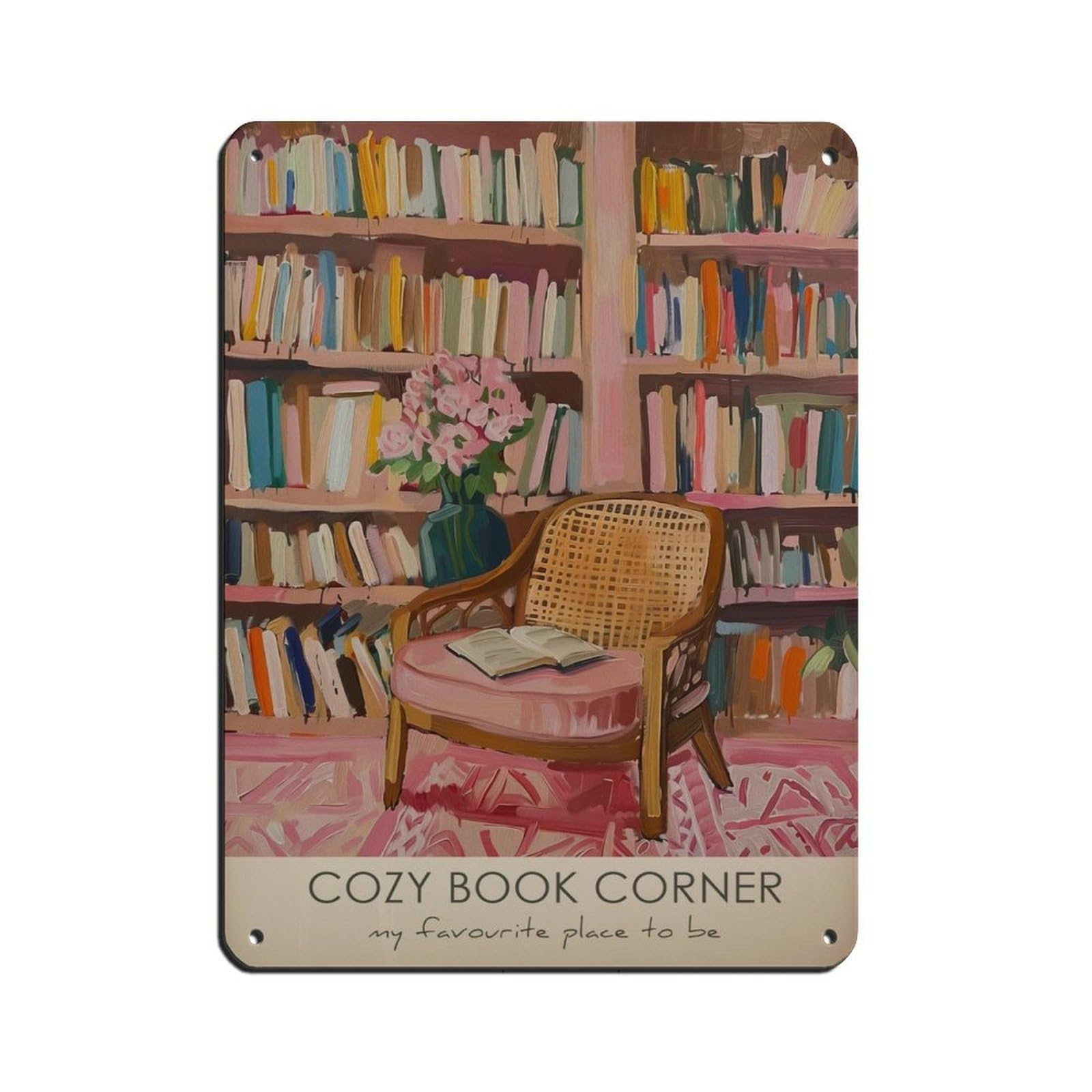 Book Lover, Books Painting, Bookworm Poster Retro Poster Metal Tin Sign Chic Art Retro Iron Painting Bar People Cave Cafe Family Garage Poster Wall Decoration 12x16inch(30x40cm)