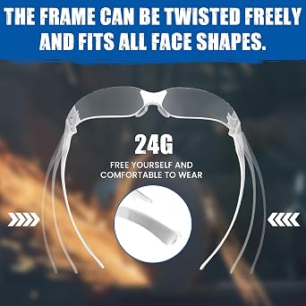 RUGGED BLUE Work Safety Glasses, ANSI Z87.1 Certified, Anti-Scratch, Clear