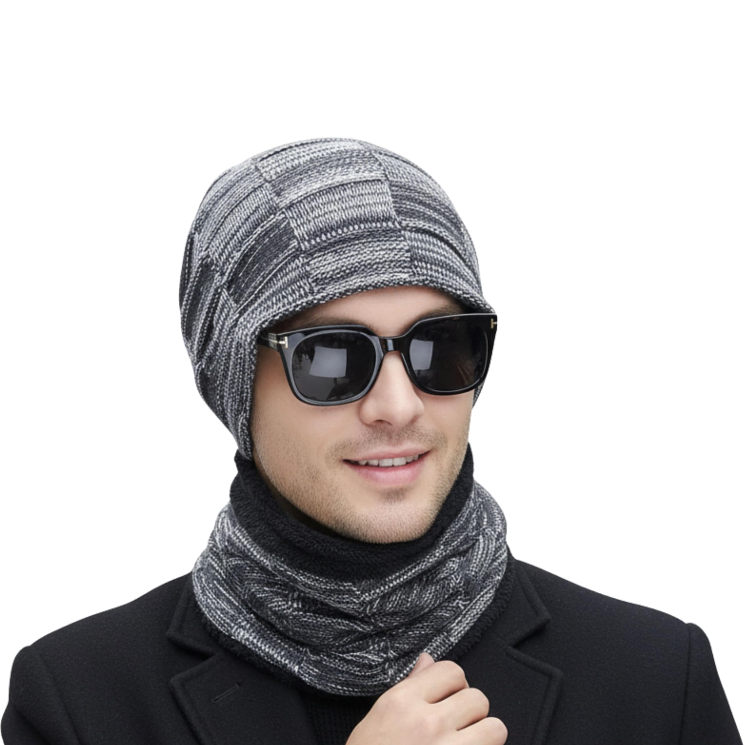𝐃𝐫𝐮𝐦𝐬𝐭𝐨𝐧𝐞 𝐄𝐱𝐜𝐥𝐮𝐬𝐢𝐯𝐞 𝐃𝐞𝐚𝐥 𝐌𝐨𝐧𝐭𝐡 - Winter Woolen Beanie Cap with Scarf Set | Warm Knitted Hat Muffler Combo for Men Women | Cold Weather Skull Cap Neck Warmer Set-image-5