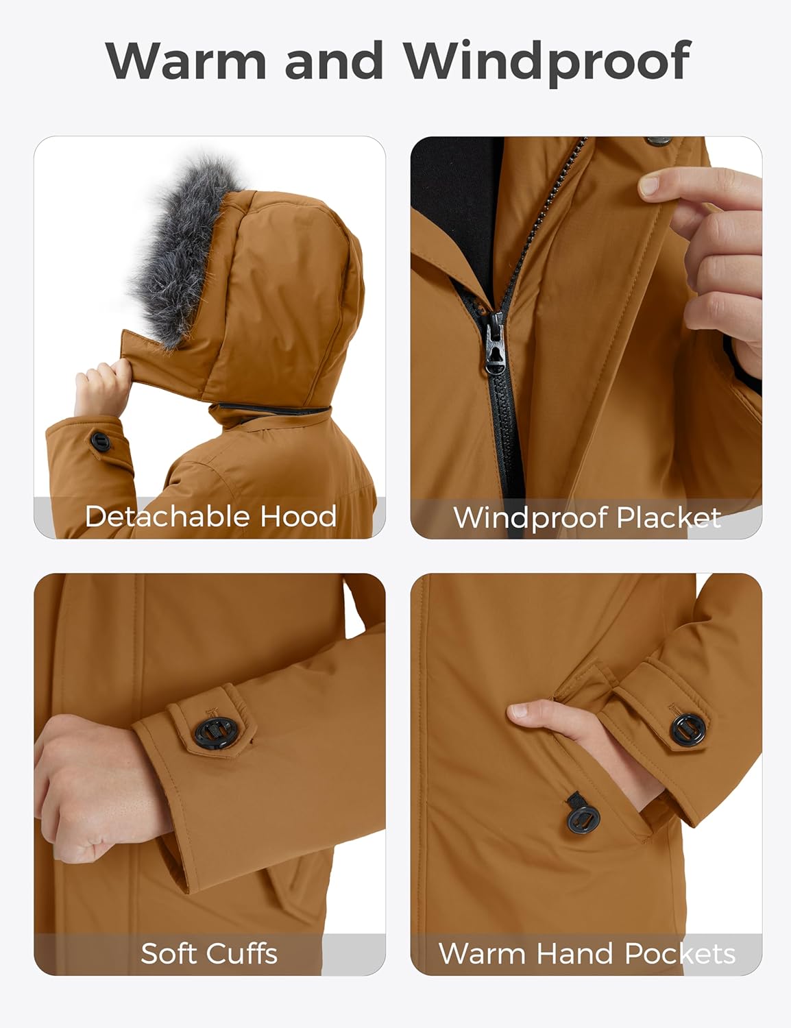 wantdo Boys' Winter Coat Waterproof Puffer Jacket Fleece Parka Hooded - Image 6