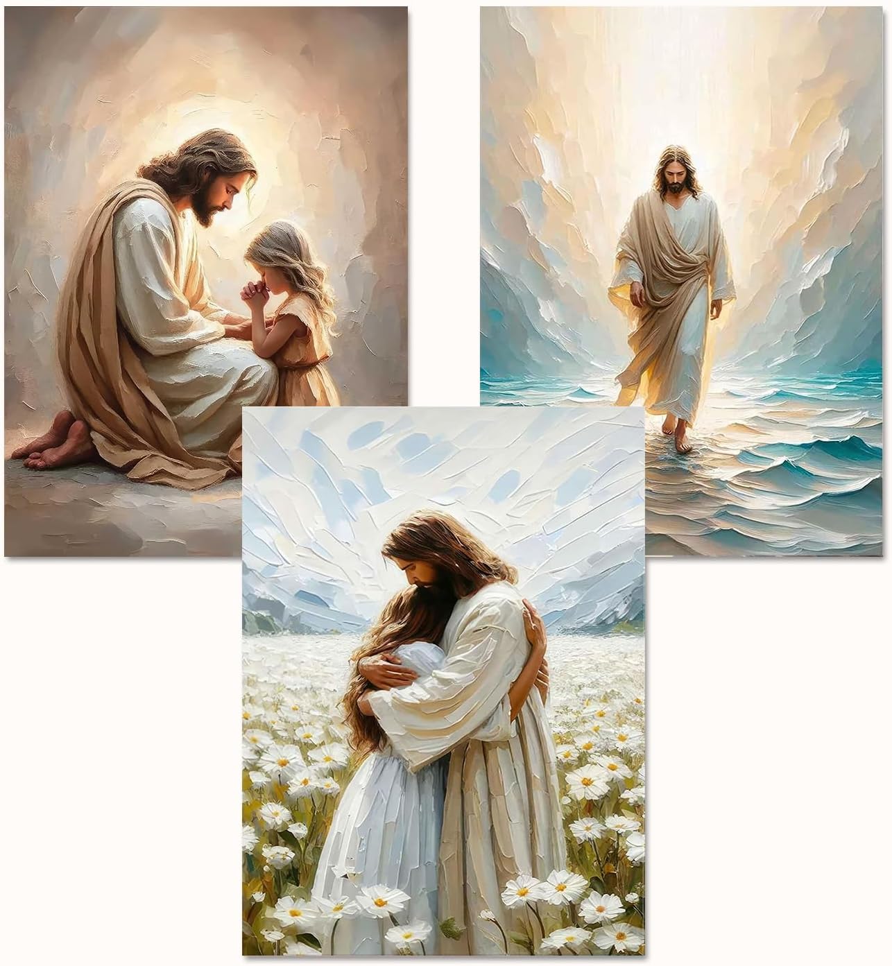 Paint by Numbers for Adults and Kids Beginner 3 Pack Christian Jesus Painting by Number Kits On Canvas Number Artist Paint by Number Kit DIY Oil Painting Acrylic Paints, Home Wall Decor(Frameworkless)
