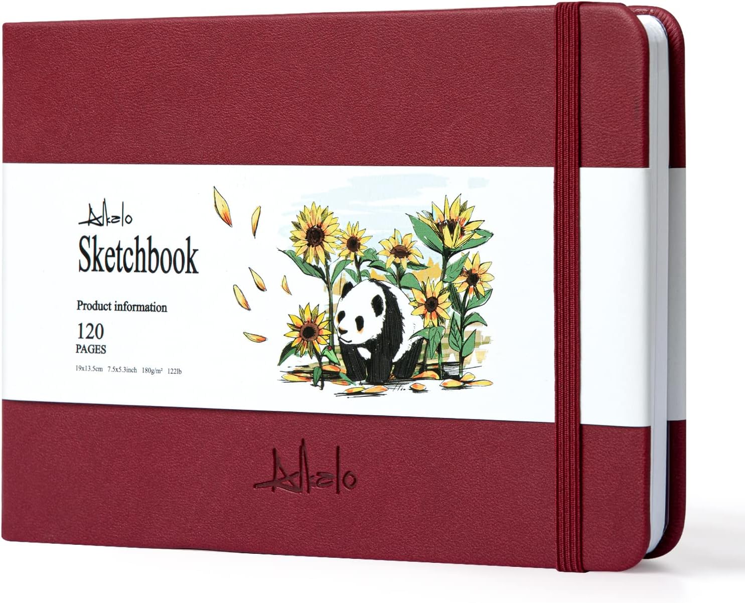 ALKALO Sketchbook 180gsm/122lb Square Drawing Notebook with Elastic Enclosure and Ribbon Marker (Medium, Black) : Office Products