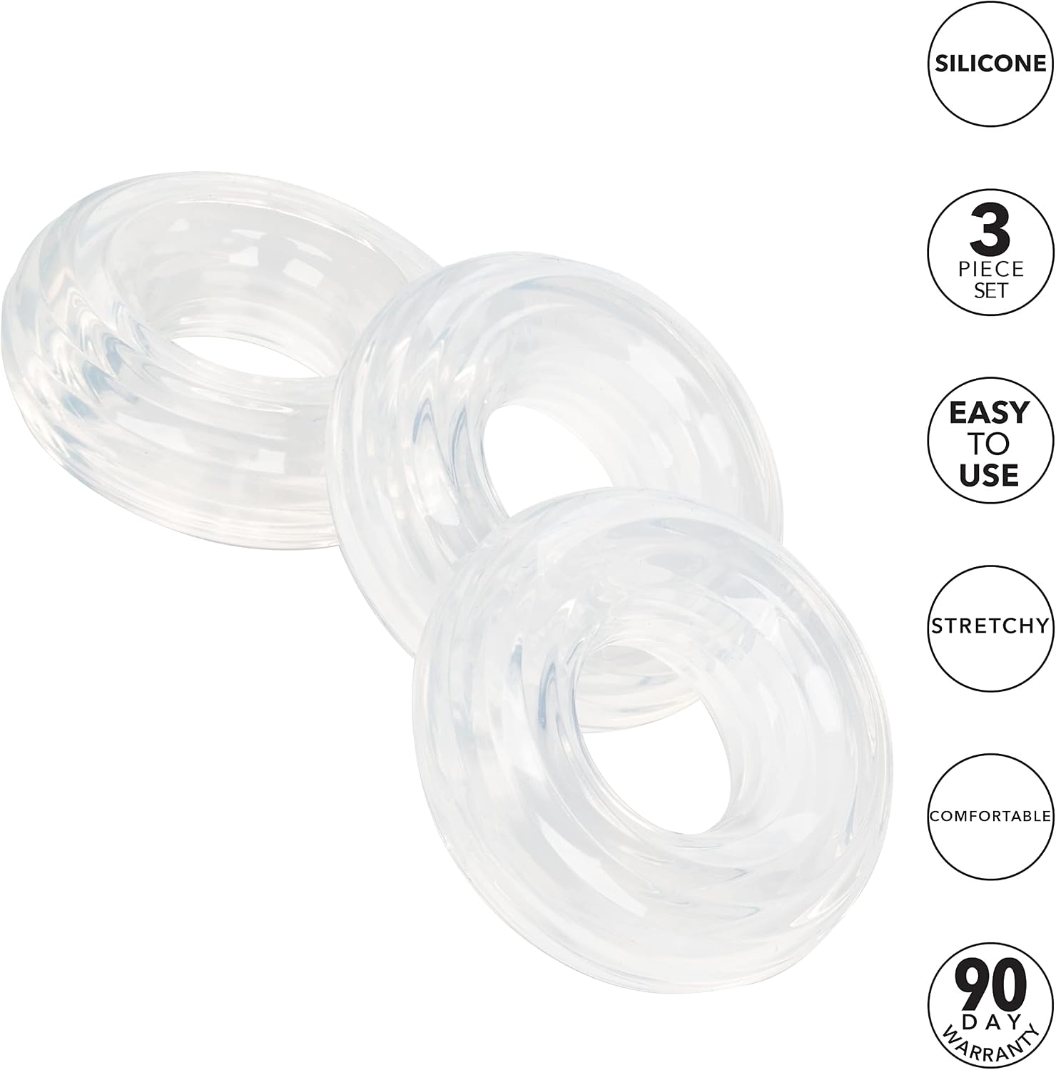 CalExotics Set of 3 Silicone Stacker Rings - Clear
