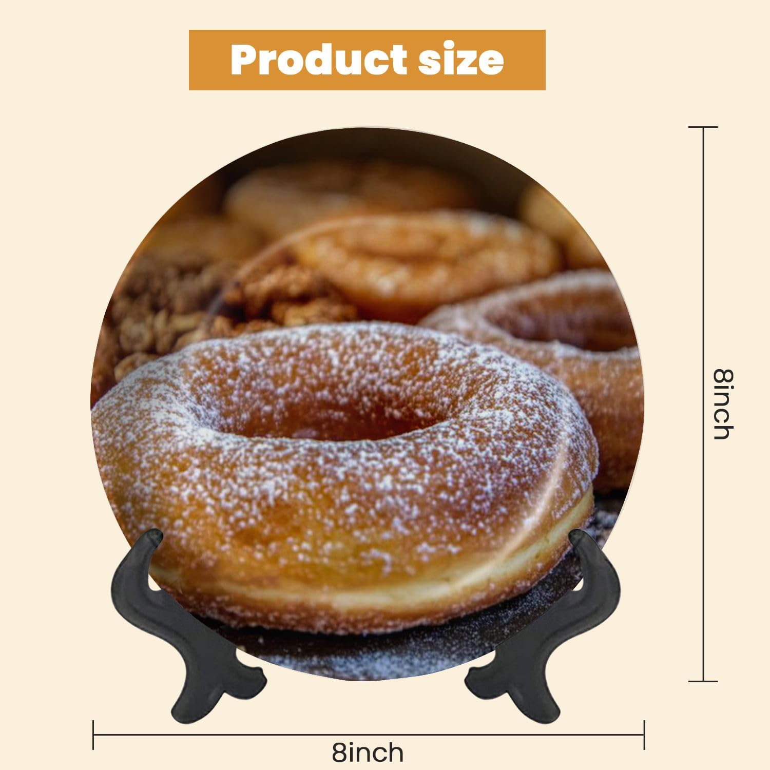 Decorative Plates for Display donuts are freshly baked sprinkled delicious powdered sugar plain Gift Plates Ceramic Collections Plates Hanging Artwork for Living Dining Room Kitchen Souvenir