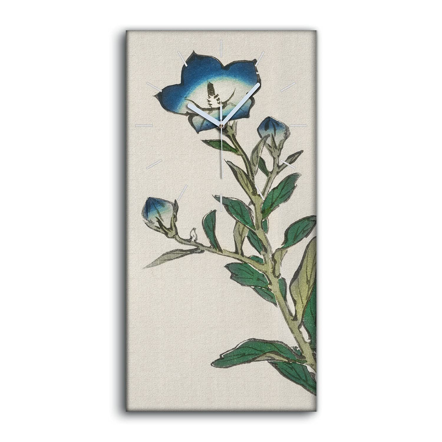 Horloge sur toile fleurs asiatiques moderne décoration murale 30x60cm