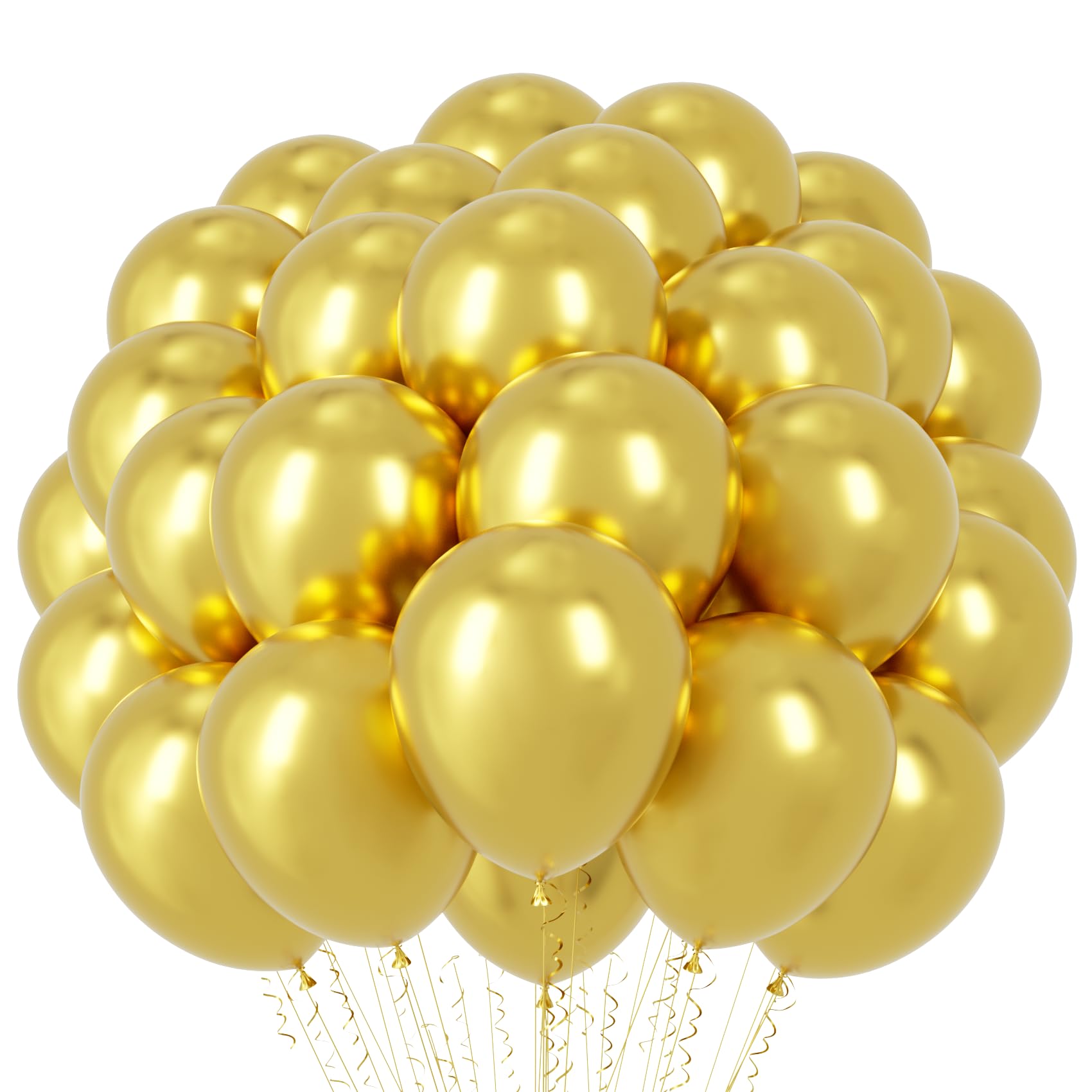 Voircoloria 66pcs Metallic Gold Latex Party Balloons, 12inch